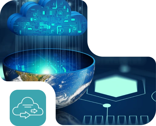 AWS cloud transformation hero illustration
